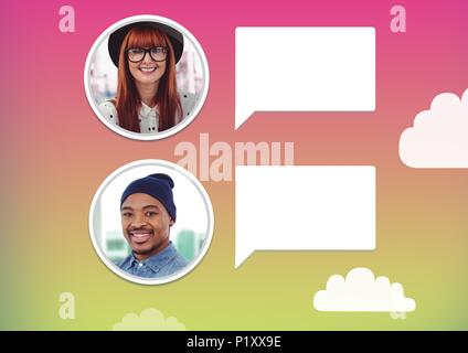 chat bubble messaging profiles Stock Photo