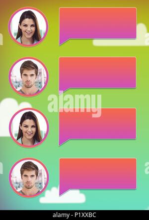 Chat conversation profiles messaging with blank speech bubbles Stock Photo