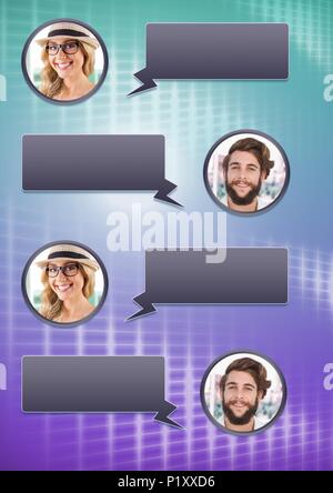 Chat conversation profiles messaging with blank speech bubbles Stock Photo