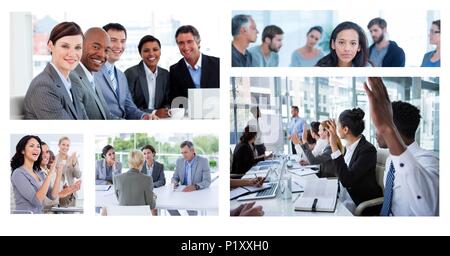 Teamwork business meeting collage Stock Photo