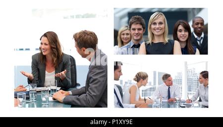 Teamwork business meeting collage Stock Photo