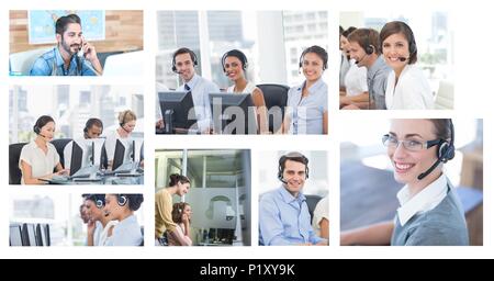 Collage of Customer Service help team in call center Stock Photo