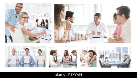 Teamwork business meeting collage Stock Photo