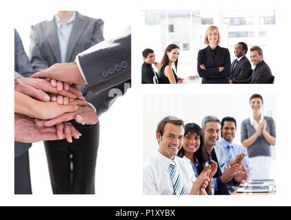 Teamwork business meeting collage Stock Photo