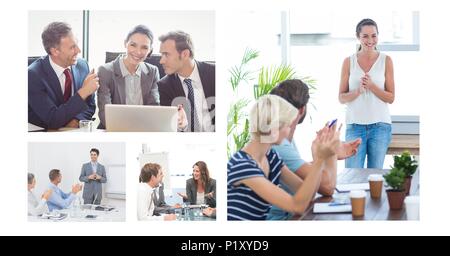 Teamwork business meeting collage Stock Photo