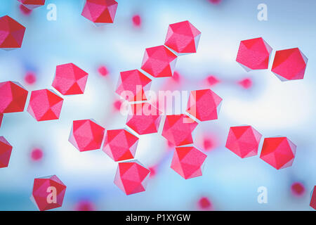 Titanium dioxide TiO2 nanoparticles,  TiO2 nanoparticles hexagonal crystals, for medical use nanoparticles viral treatment of HIV, chemical release ac Stock Photo