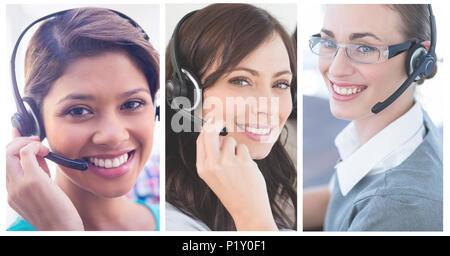 Collage of Customer Service help team in call center Stock Photo
