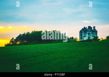 traditional Scottish Castle at sunset Fa'side castle at sun down Scotland travel concept Stock Photo