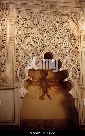 medieval synagogue at the old jewish quarter; interior arch. Stock Photo