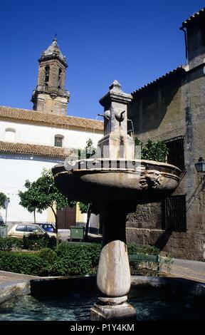 renaissance fountain at the Plaza de / San Andrés square. Stock Photo