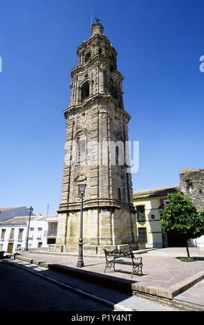 Aguilar de la Frontera, Torre del Reloj / Watch Tower (baroque architecture). Stock Photo