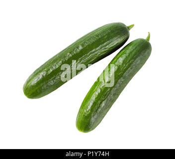 two green cucumbers on white background Stock Photo
