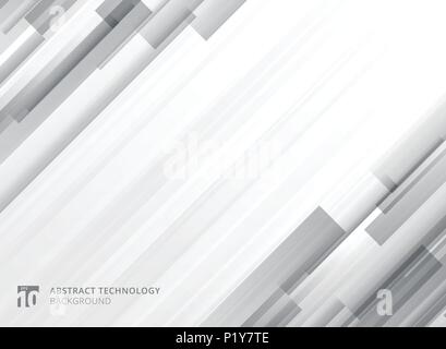Abstract technology vertical overlap geometric squares shape gray colour on white background with copy space. Vector graphic illustration Stock Vector