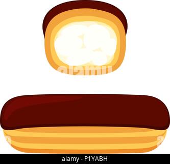 Colorful cartoon chocolate eclair cake set Stock Vector