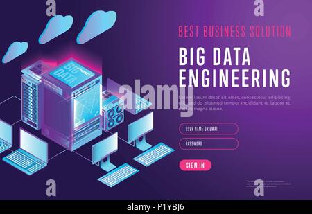 Bright design of big data webpage Stock Vector