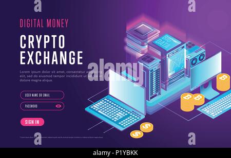 Web design of page for crypto exchange Stock Vector
