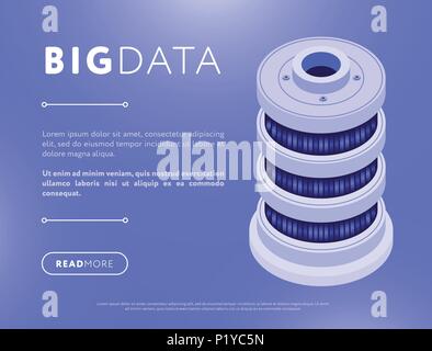 Colorful isometric database design webpage Stock Vector