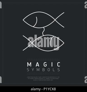 Minimalist fish symbols on gray Stock Vector