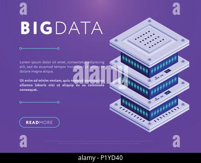 Colorful design of webpage with database Stock Vector