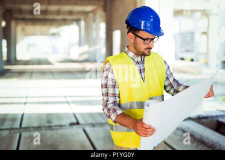 Young business man construction site engineer Stock Photo