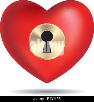 Lock the heart symbol.Isolated on white background. Stock Vector
