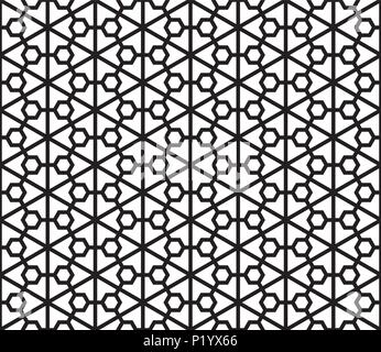 Seamless pattern based on japanese ornament Kumiko black and white silhouette Stock Vector