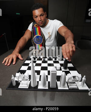 Boxer Joe Joyce poses with a chess set during the media day at Park Plaza London Riverbank. PRESS ASSOCIATION Photo. Picture date: Wednesday June 13, 2018. Photo credit should read: Yui Mok/PA Wire Stock Photo