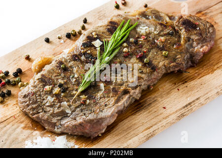 Grilled beef steak isolated on white background Stock Photo