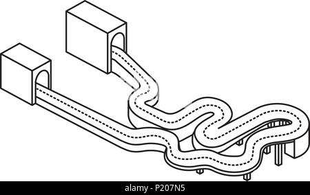 highway and tunnel isometric Stock Vector