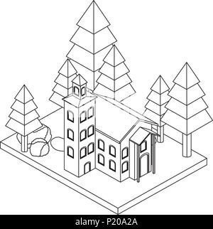 school building with landscape isometric icon Stock Vector Image & Art ...