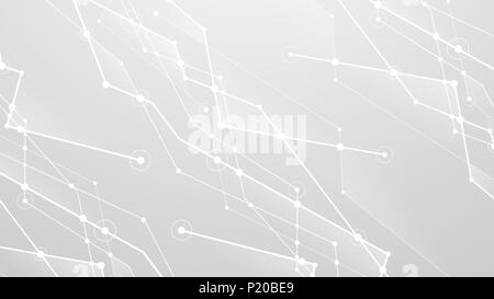 Abstract futuristic blockchain light background. Connected dots with polygonal shapes. Vector design digital technology concept texture Stock Photo