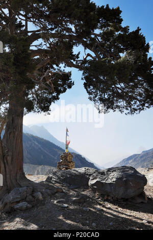 Buddhist monument with a flag Stock Photo