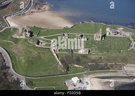 An aerial view of Tynemouth Castle and Priory, North East England. Stock Photo