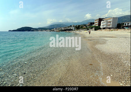 Himara, Albania, people on the beach Stock Photo