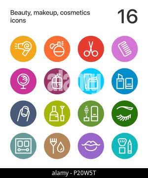Colorful Beauty, cosmetics, makeup icons for web and mobile design pack 1 Stock Vector