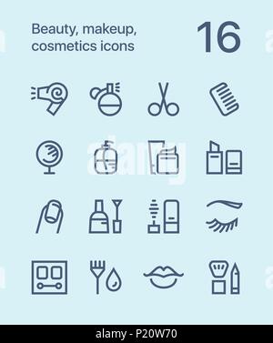 Outline Beauty, cosmetics, makeup icons for web and mobile design pack 1 Stock Vector