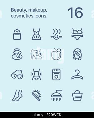 Outline Beauty, cosmetics, makeup icons for web and mobile design pack 2 Stock Vector