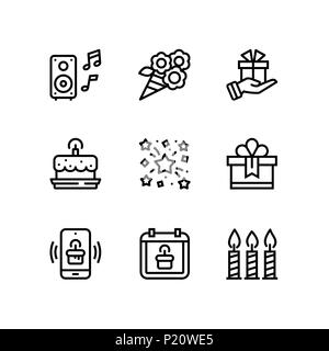 Birthday, event, celebration vector simple icons for web and mobile design pack 5 Stock Vector
