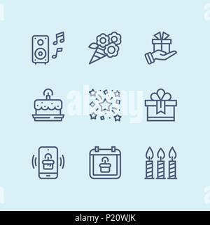 Outline Birthday, event, celebration vector simple icons for web and mobile design pack 5 Stock Vector