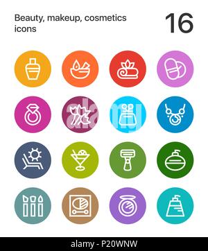 Colorful Beauty, cosmetics, makeup icons for web and mobile design pack 3 Stock Vector