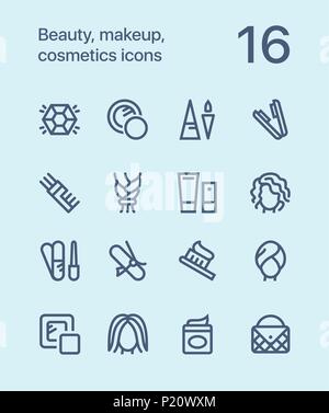 Outline Beauty, cosmetics, makeup icons for web and mobile design pack 4 Stock Vector
