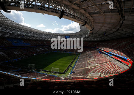 Moscow, Russia, 13th Jun, 2018. View of Lujniki Stadium before the opening of the 2018 FIFA World Cup between Russia and Saudi Arabia at the Stadium in Moscow, Russia. (Photo: Rodolfo Buhrer/La Imagem/Fotoarena) Credit: Foto Arena LTDA/Alamy Live News Stock Photo