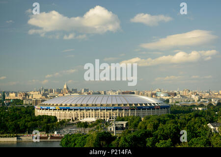 Moscow, Russia - June 13, 2018. Exterior view of Luzhniki stadium in Moscow, one day before the opening of FIFA World Cup 2018. Credit: Alizada Studios/Alamy Live News Stock Photo