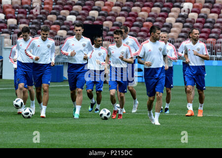 Moscow, Russia - June 13, 2018. National team of Russia at workout one day before the opening match of FIFA World Cup 2018 Russia vs Saudi Arabia. Credit: Alizada Studios/Alamy Live News Stock Photo