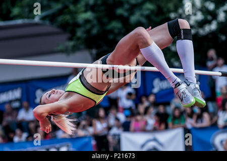 Athens, Greece. 13th June, 2018. Nadezhda Dusanova of Uzbekistan competes in High Jump at the Filothei Women Gala in Athens, Greece, June 13, 2018. Credit: Panagiotis Moschandreou/Xinhua/Alamy Live News Stock Photo