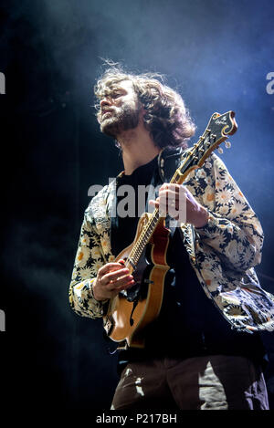 Toronto, Ontario, Canada. 13th June, 2018. American pop rock band from Las Vegas, Nevada, 'Imagine Dragons' performed at Budweiser Stage in Toronto. Band members: DAN REYNOLDS, WAYNE SERMON, BEN MCKEE, DANIEL PLATZMAN Credit: Igor Vidyashev/ZUMA Wire/Alamy Live News Stock Photo