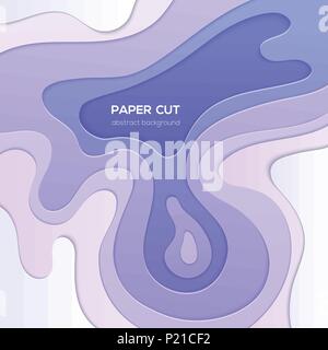 Purple abstract layout - vector paper cut illustration on white background with place for your header and information. High quality carving art, flyer Stock Vector