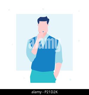 Businessman thinking - flat design style illustration Stock Vector