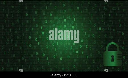 Binary matrix computer data code in trendy flat style for technology concept. Binary code for programming. Vector illustration. Stock Vector