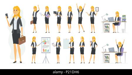 Pretty businesswoman - vector cartoon people character set Stock Vector